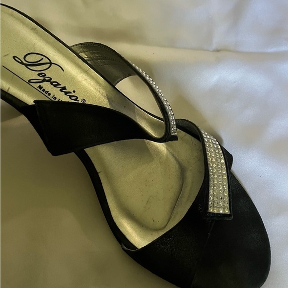 DEZARIO~MULES~ KITTEN HEELS~FAUX DIAMONDS~BLACK~9 - Picture 5 of 6